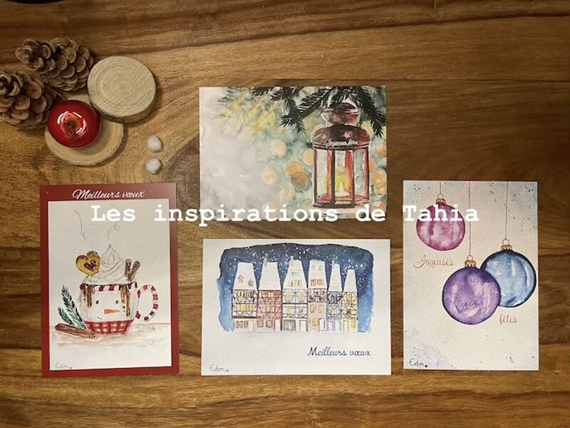 Lot de 4 cartes de voeux - Print